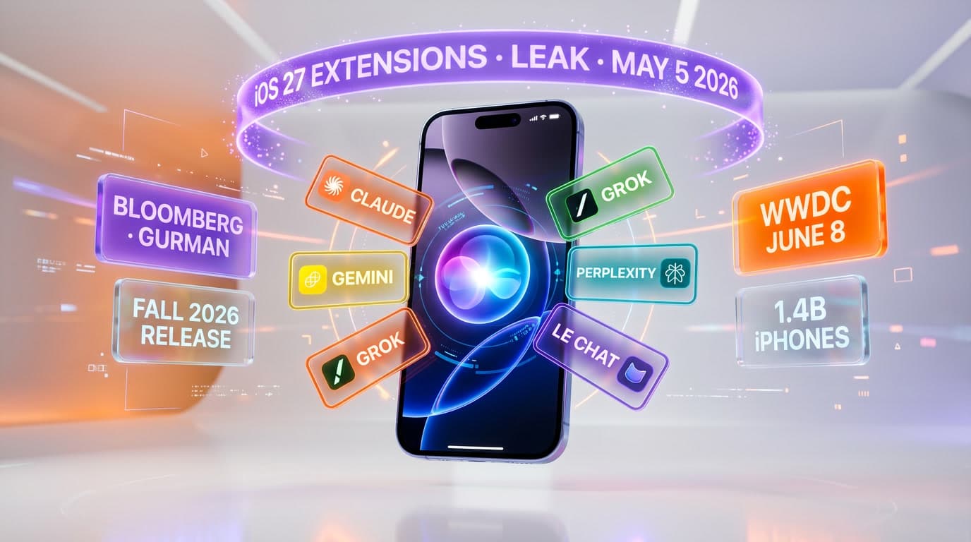 iOS 27 Extensions Leak: Apple Will Let You Replace ChatGPT With Claude, Gemini, Grok, Perplexity, or Le Chat