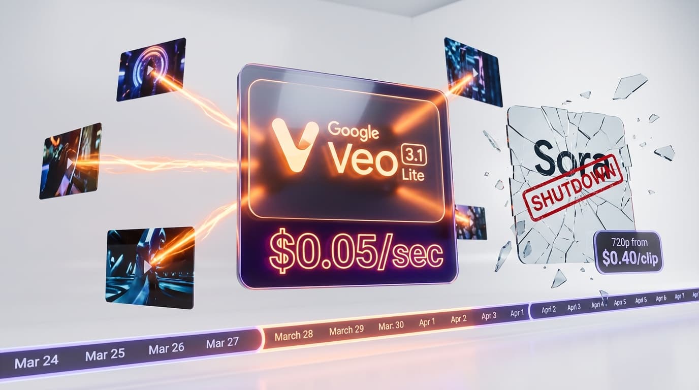 Google Veo 3.1 Lite Launches at $0.05/sec as OpenAI Shuts Down Sora