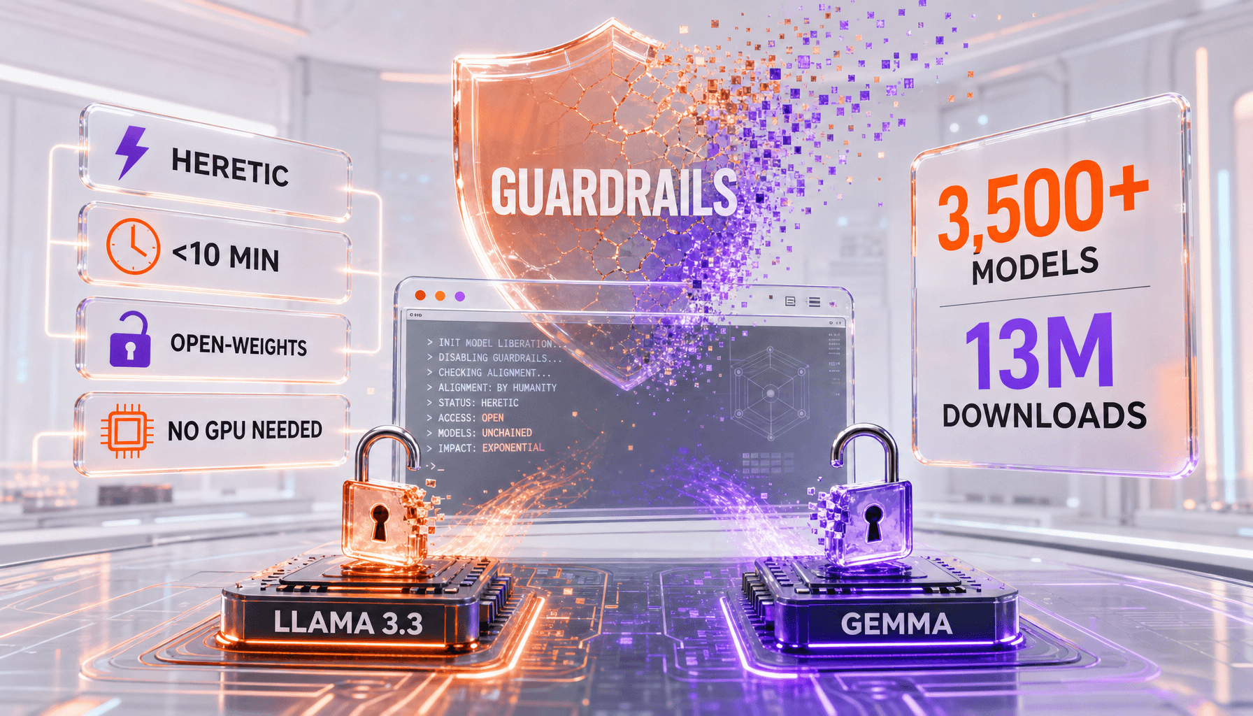 Heretic Strips AI Guardrails Off Meta and Google Models in Minutes — Open-Weight Safety Is a UI, Not a Wall