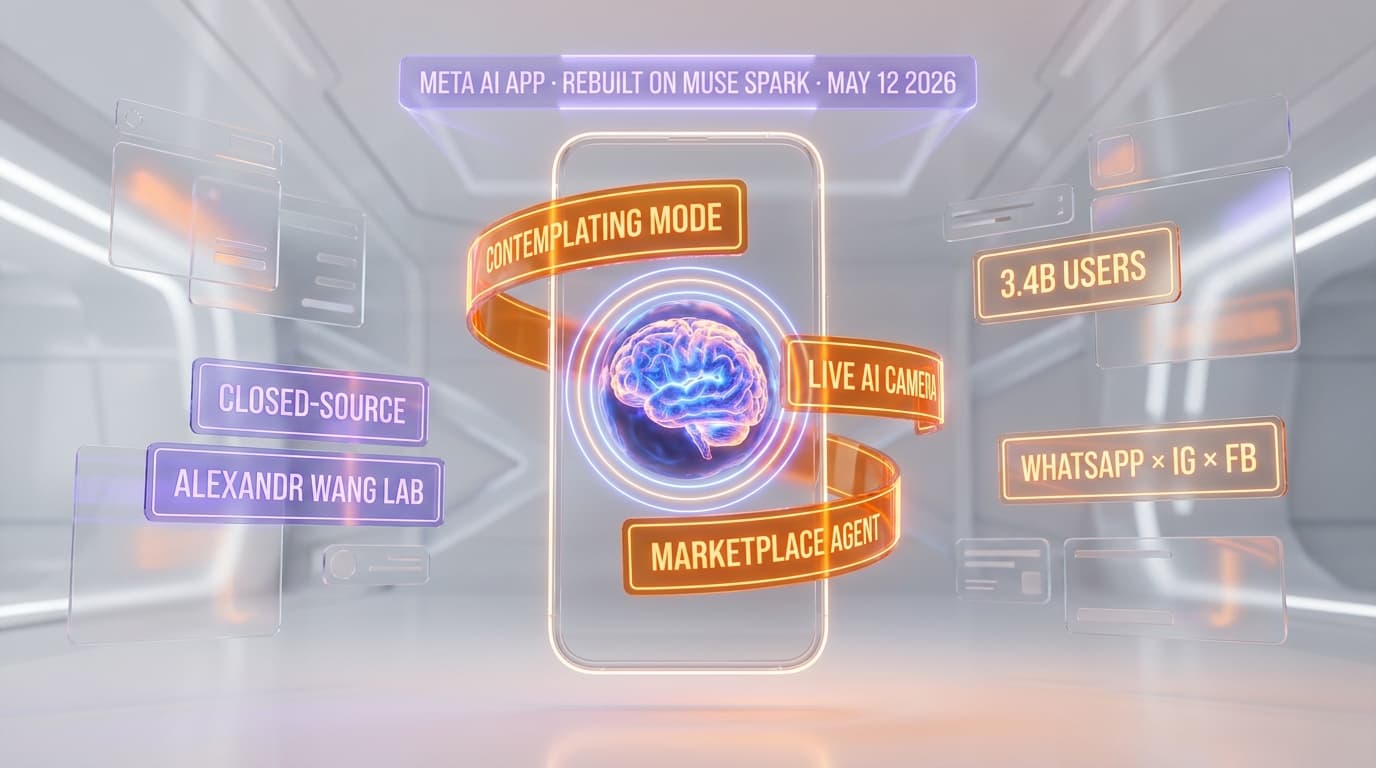 Meta AI App Rebuilt on Muse Spark: Contemplating Mode, Live AI Camera, and a Marketplace Shopping Agent for 3.4B Users