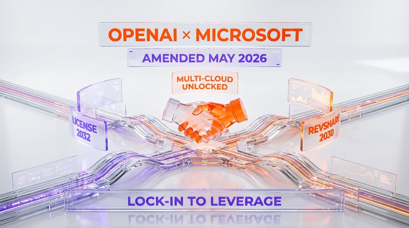 OpenAI × Microsoft Amendment: Multi-Cloud Unlocked, License to 2032, Revshare to 2030 (May 2026)