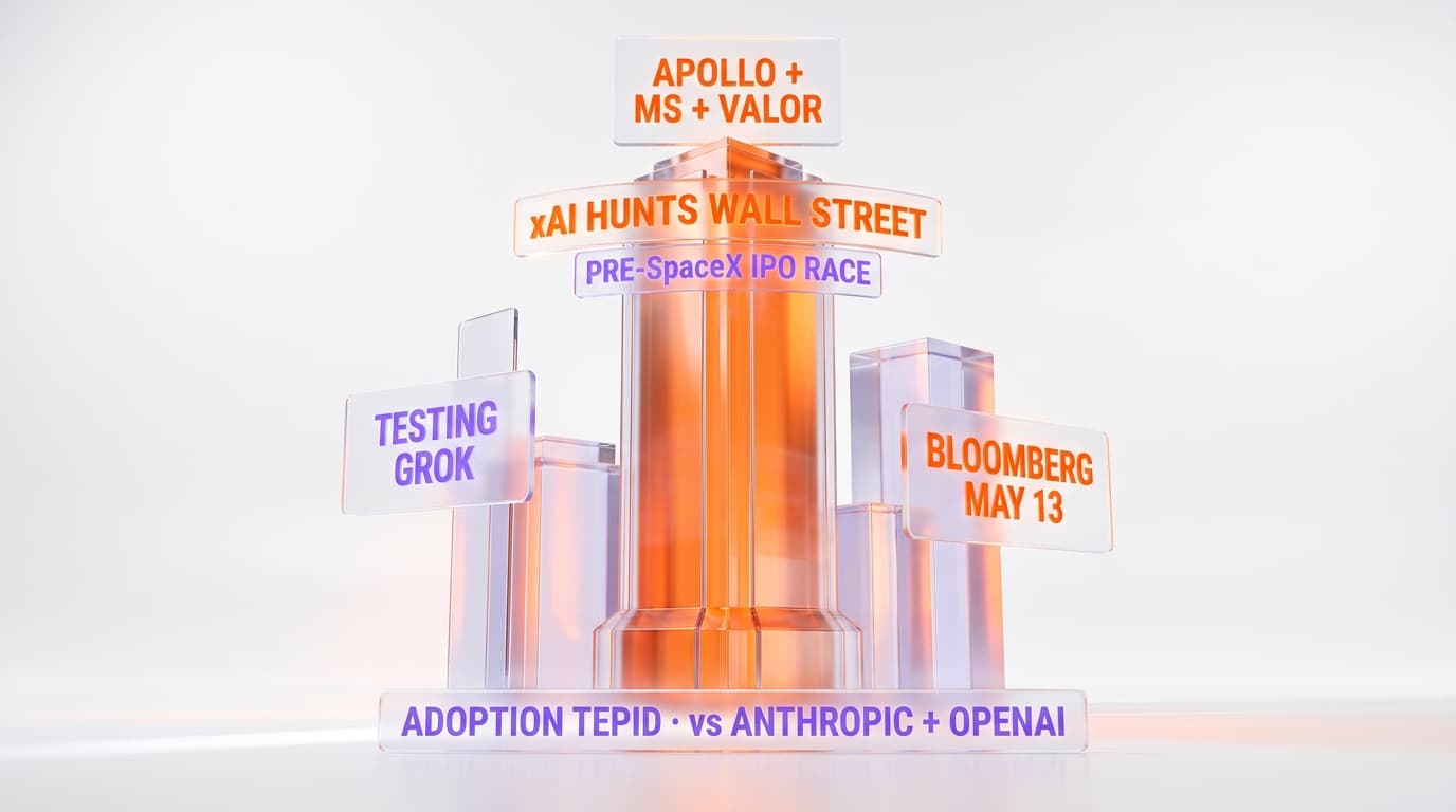 xAI Hunts Wall Street: Apollo, Morgan Stanley, and Valor Now Testing Grok Internally Ahead of SpaceX IPO (May 13, 2026)